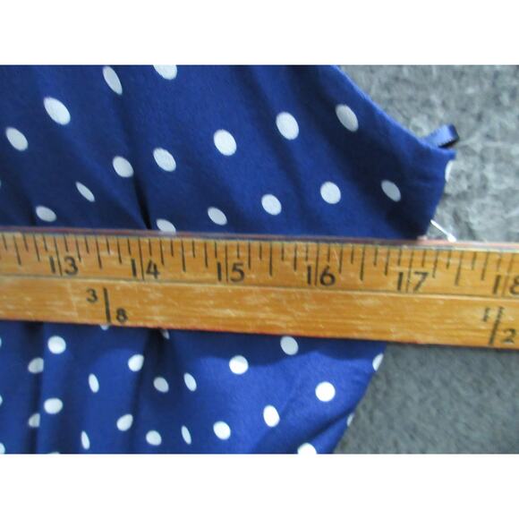 J. Crew Navy Blue Polka Dot Blouson Drop Pleat Silk Midi Dress Size 4 - Picture 13 of 14